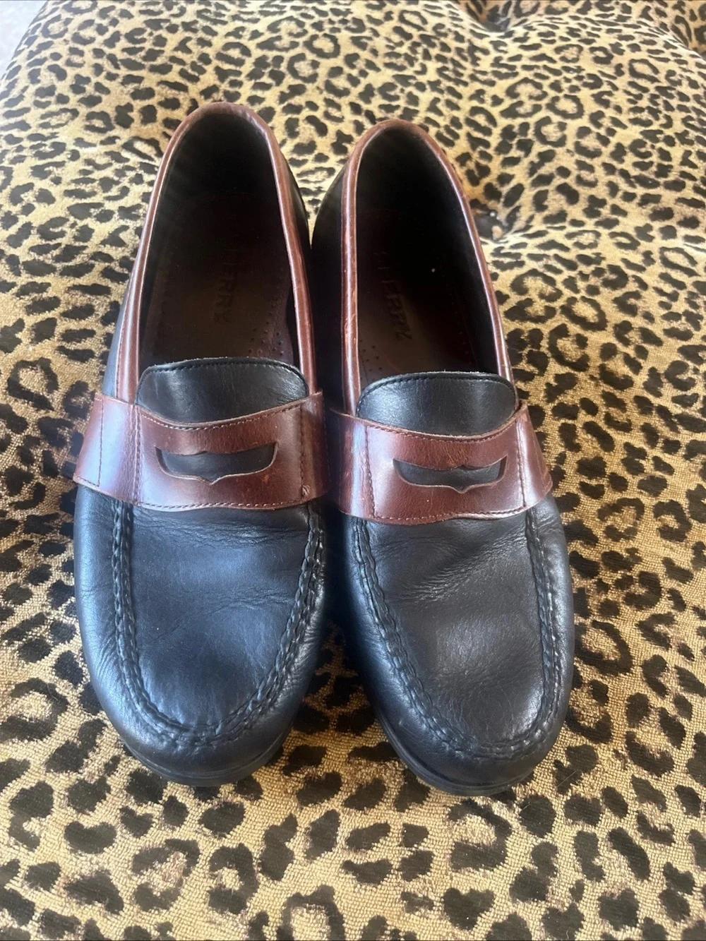 SPERRY TOPSIDER Men's Black/Brown Penny Loafer/Driving Moc Men's SZ 11W